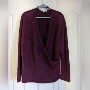 NWOT soft, fuzzy eggplant cross front Gap sweater, XXL